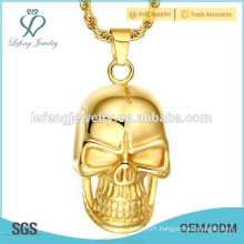 Hot sale gold plated jewelry stainless steel punk skull pendant necklace